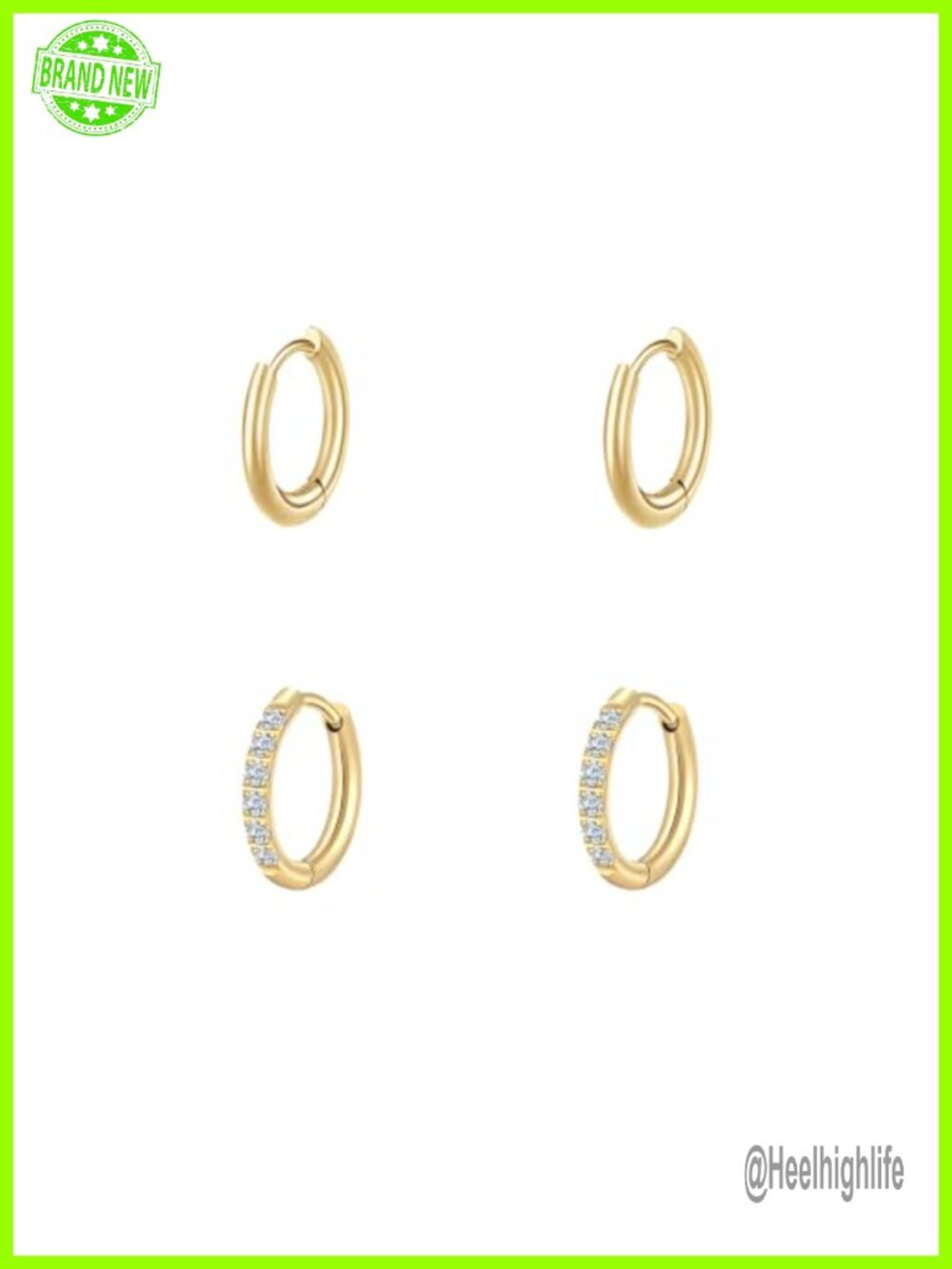14K Gold Plated Surgical Steel Huggie Hoop Earrings Set Hypoallergenic